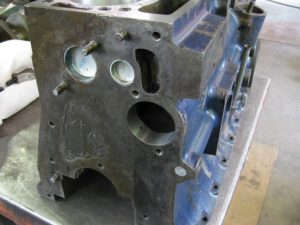 Block bored for cam bearings